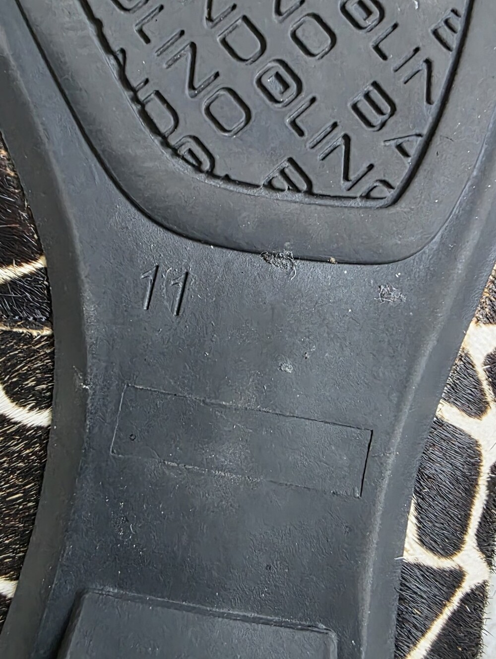 Bandolino Dark Chocolate Brown & Cream Peep-Toe Giraffe Print Flats Size 11 - Picture 6 of 9